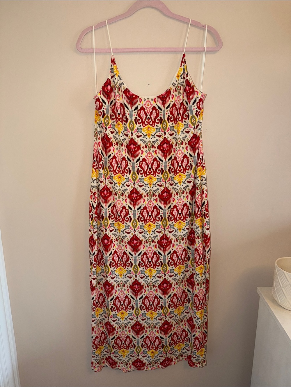 Alice & Olivia Printed Spaghetti Strap Maxi Dress in Red & Yellow